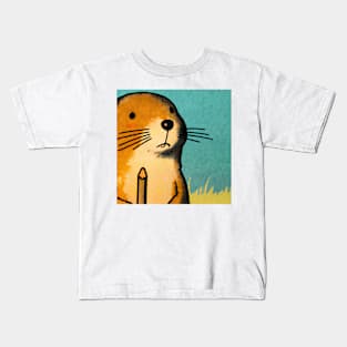 Cute mole holding a pen Kids T-Shirt